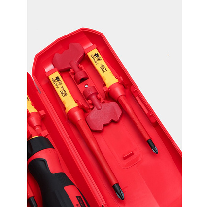 Набор отверток диэлектрических Deli YS DL510107, 7 предметов, красный, желтый - 6