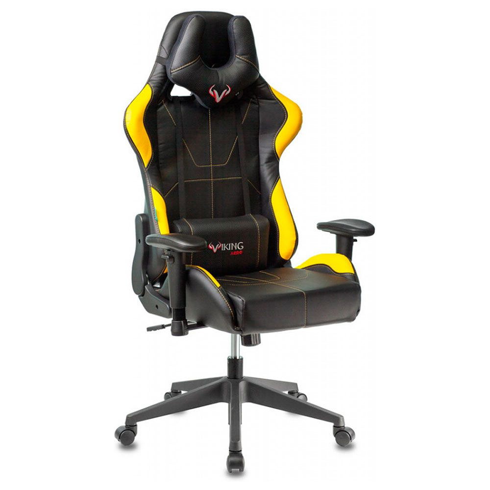  Кресло игровое Бюрократ "Zombie VIKING 5 AERO", экокожа, пластик, черный, желтый