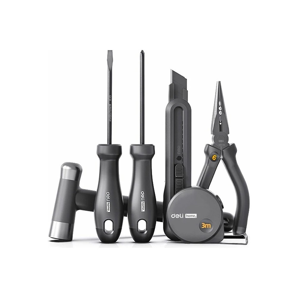 Набор ручного инструмента Deli HS EHT0006, 6 предметов, Soft Touch, черный