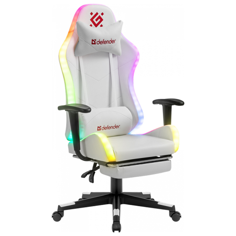 Кресло игровое Defender "Watcher", искусственная кожа, пластик, белый