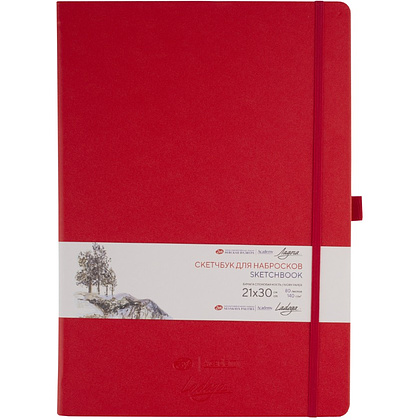 Скетчбук "Ладога", 21х30 см, 140 г/м2, 80 листов, красный
