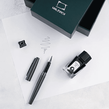 Ручка перьевая EF "Малевичъ", металл, с конвертером, набор чернила + значок, мокрый асфальт - 9