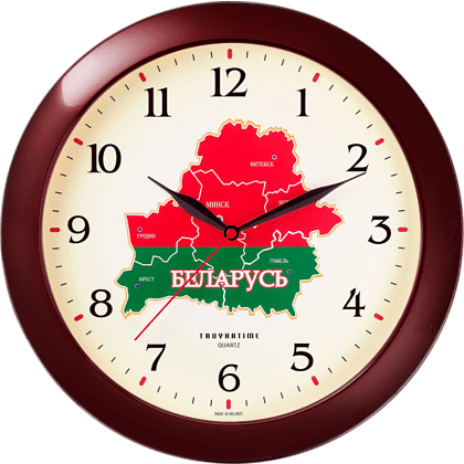 Часы настенные "984567", стекло, 290 мм, бордовый