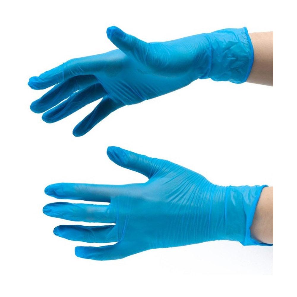 Перчатки нитриловые неопудренные одноразовые ZKS, р-р XL, 100 шт./уп. голубой - 3