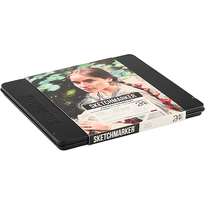 Цветные карандаши акварельные "Sketchmarker Портрет", набор 24 цвета, жестяной пенал - 3