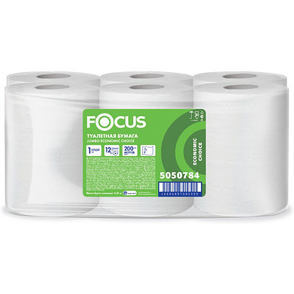 Бумага туалетная  Focus Eco, 200 метров, 1 слой, 100% целлюлоза