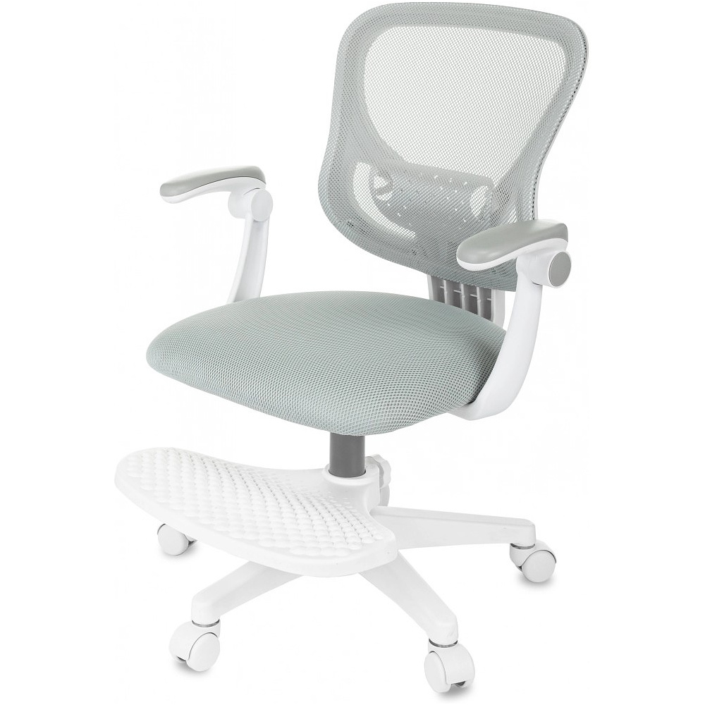 Кресло детское Бюрократ Burokids 3, сетка, ткань, пластик, корпус белый, подставка для ног, серый - 8