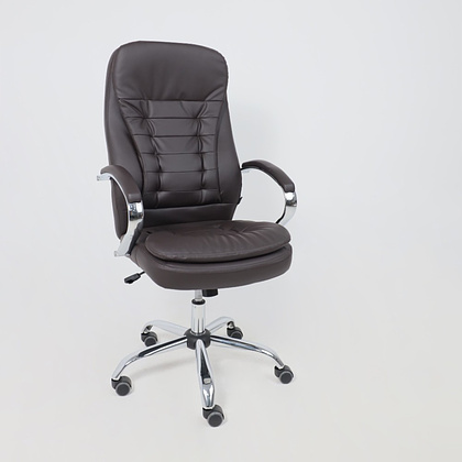 Кресло для руководителя AksHome "Richard new", экокожа, металл, коричневый - 31