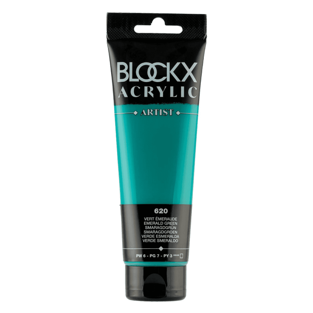 Краски акриловые "Blockx", 620 изумрудный зеленый, 120 мл