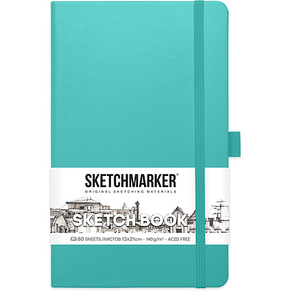 Скетчбук "Sketchmarker", 13x21 см, 140 г/м2, 80 листов, аквамарин