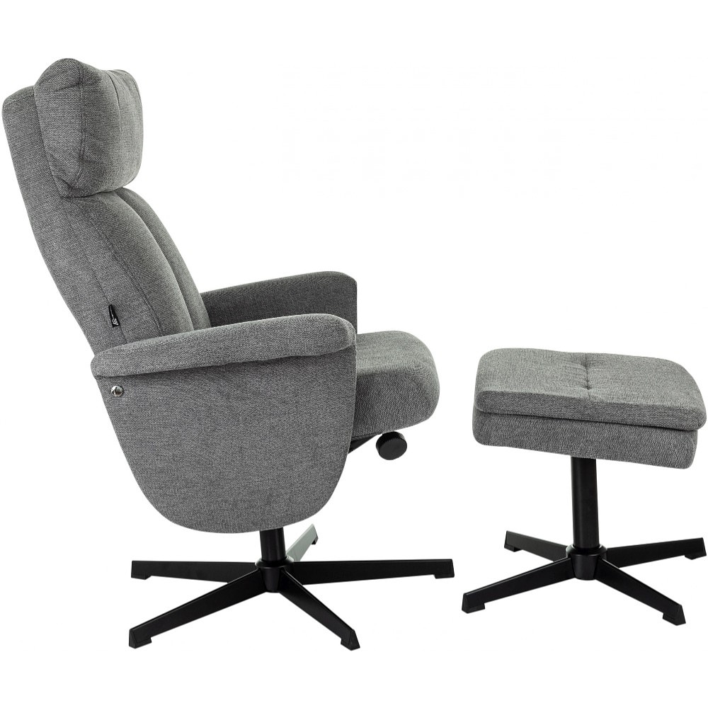 Кресло мягкое Бюрократ Baron, ткань, серый, металл, с пуфом - 12