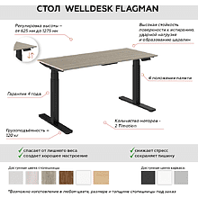 Комплект WellDesk Flagman (регулируемый по высоте каркас арт. 9022026 и столешница арт. 9045845)