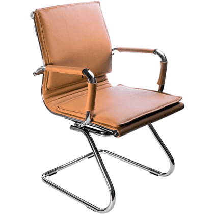 Кресло на полозьях "Бюрократ Ch-993-Low-V", экокожа, светло-коричневый, металл хром