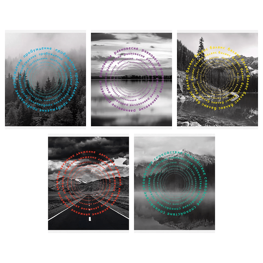 Тетрадь "Природная гармония", А5, 96 листов, клетка, скоба сбоку, ассорти
