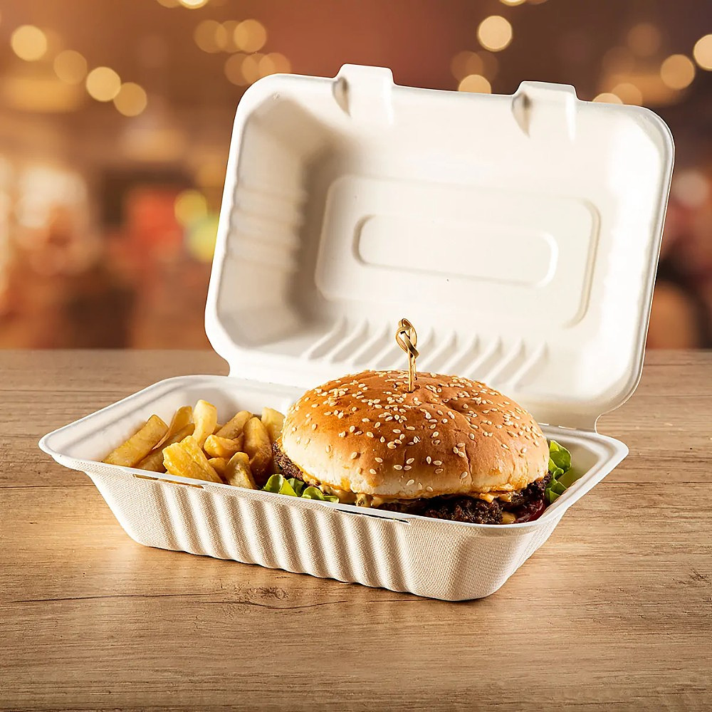 Ланч-бокс 230x158x79 мм, 1 секция, 100 шт/упак, сахарный тростник - 2