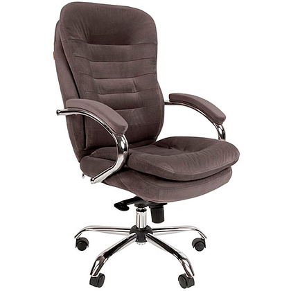 Кресло для руководителя "Chairman Home 795", велюр, металл, серый