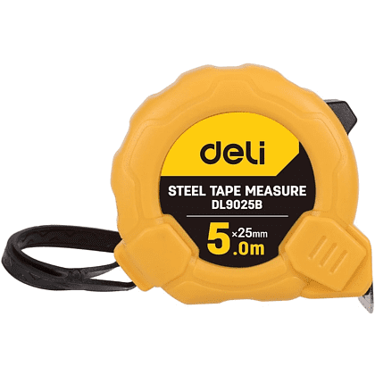 Рулетка Deli YS EDL9025B, 5 м х 25 мм, желтый, черный