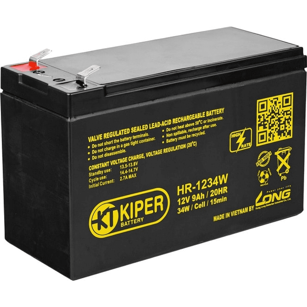 Аккумуляторная батарея Kiper HR-1234W F2, 12 В, 9 Ач