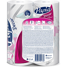 Полотенца бумажные Papia Decor, в рулонах, 10,3 м, 3 слоя, 2 рулона, 100% целлюлоза