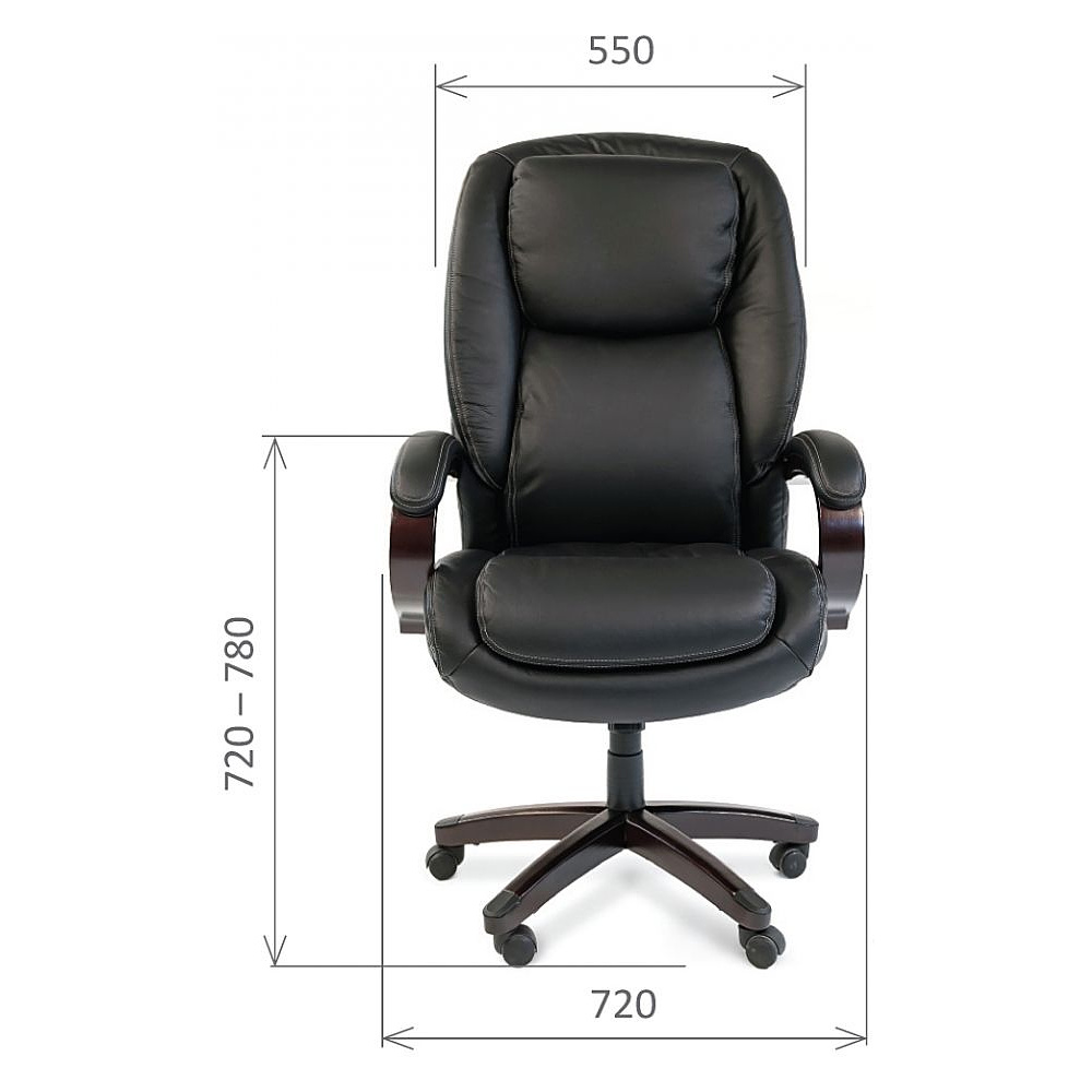Кресло для руководителя "Chairman 408", кожа, металл, дерево, черный - 4
