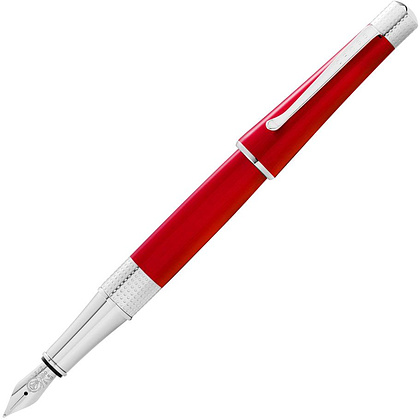Ручка перьевая "Cross Beverly Translucent Red Lacquer", M, красный, серебристый, патрон черный