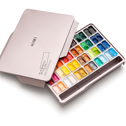 Краски акриловые"Himi Jelly Cup", набор 48 цветов, 12 мл, кювета, пластиковый футляр - 4