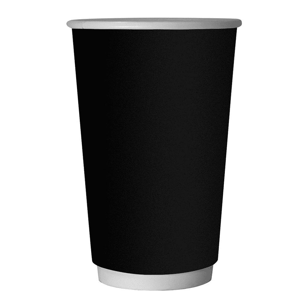 Стакан картонный 400 мл, 18 шт, 2 слоя, черный