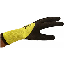 Перчатки полиэстеровые BVB, с латексным покрытием, 10 кл. вязки, р-р 10,5, с внутр. ворс. начесом, салатовый, черный