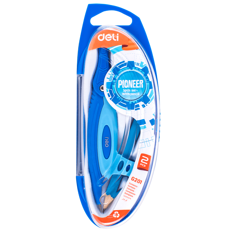 Циркуль "Deli EG20102", с карандашом, футляр, ассорти - 5