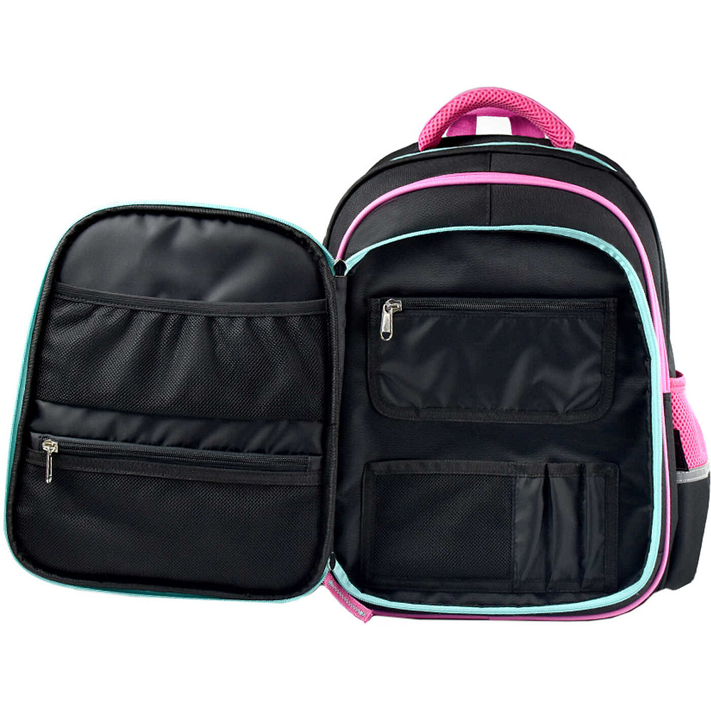Рюкзак школьный "Девочка со щенком", черный, розовый - 5