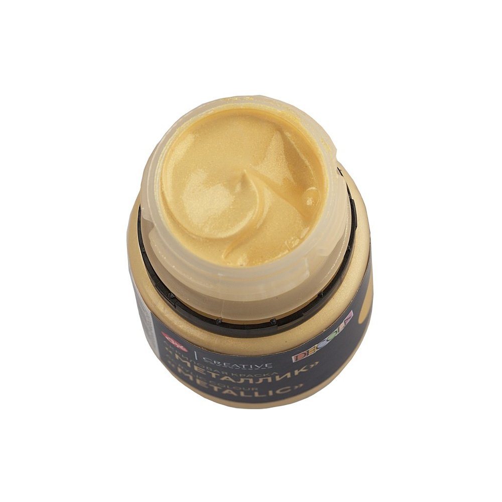 Краска акриловая металлик "Декола", 974 золото сусальное, 20 мл., банка - 6