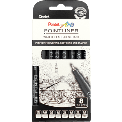 Набор ручек капиллярных "Pointliner", 8 шт, черный