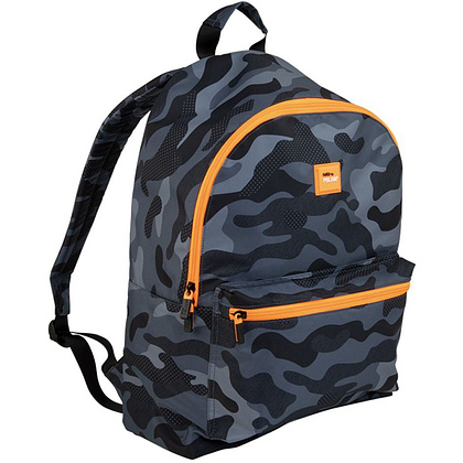 Рюкзак молодежный "Black Camouflage", серый, оранжевый