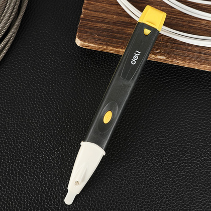 Детектор напряжения Deli YS EDL8008, 90-1000 В, встроенный фонарик, желтый, черный - 4