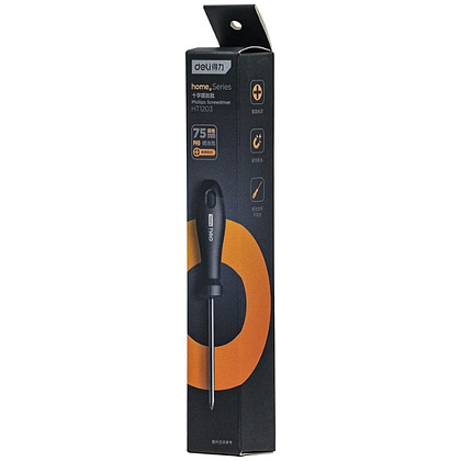 Отвертка Deli HS EHT1203, PH0х75 мм, Soft Touch, черный - 9