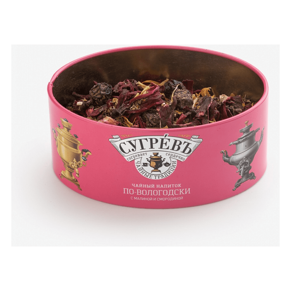 Чай "Сугревъ по-вологодски", фруктово-травяной, с малиной и смородиной, 40 г + карамель леденцовая со вкусом малины, 50 г - 4