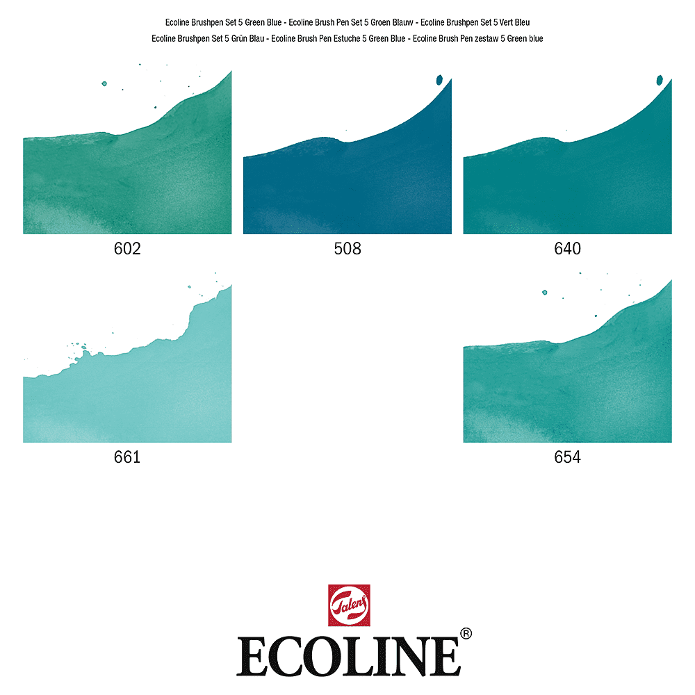 Набор акварельных маркеров "Ecoline", 5 шт., зелено-голубые - 2