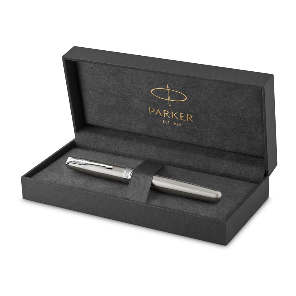 Ручка-роллер Parker "Sonnet Core Stainless Steel CT", 0.7 мм, серебристый, стерж. черный - 4