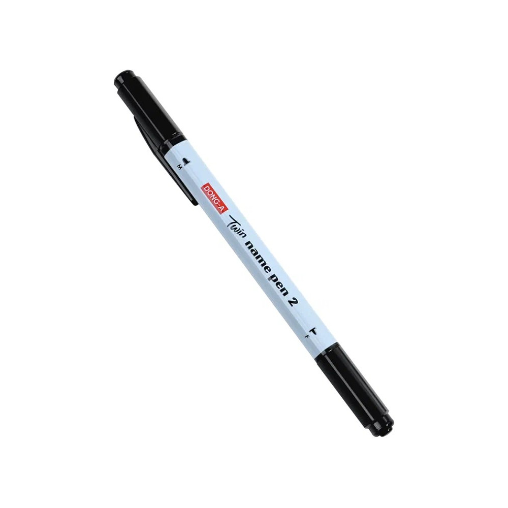 Маркер перманентный "Twin Name Pen", двусторонний, черный - 2