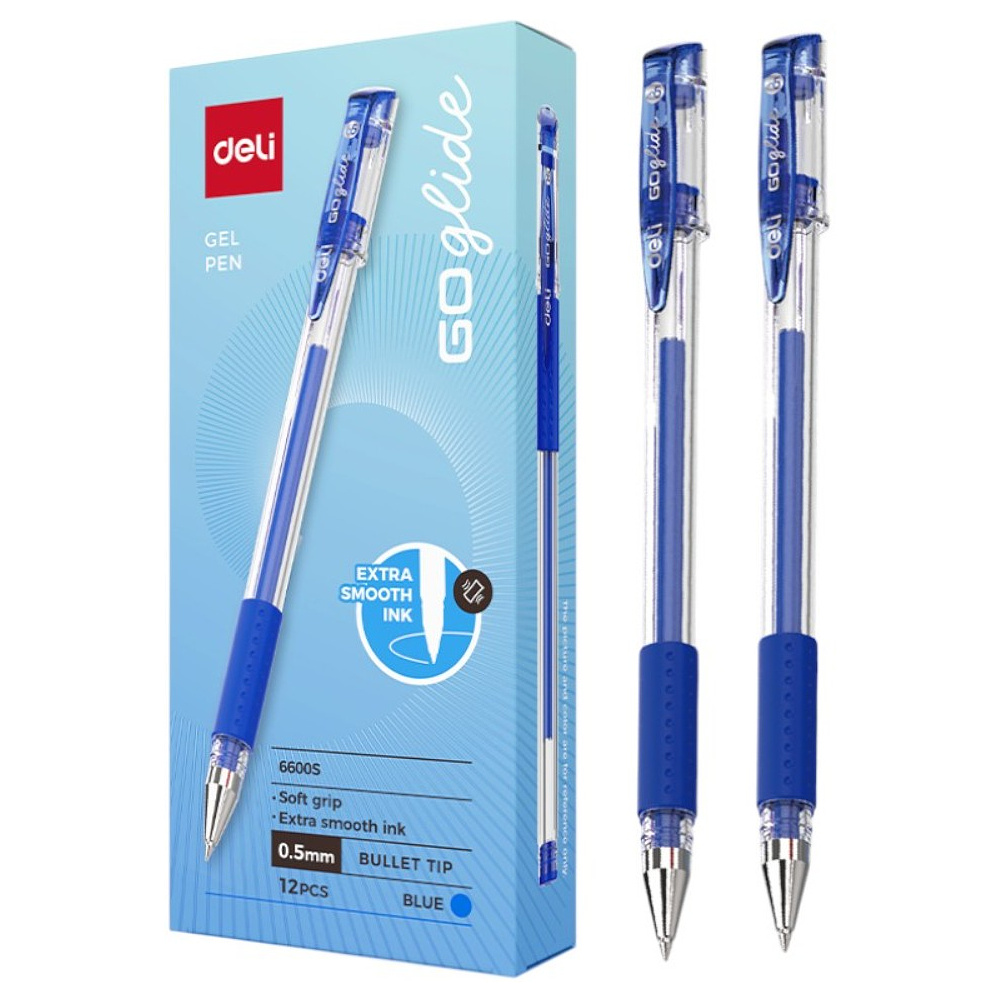 Ручка гелевая "Go Glide", 0.5 мм, прозрачный, стерж. синий - 2