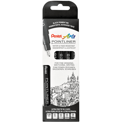 Набор ручек капиллярных "Pointliner", 5 шт, черный