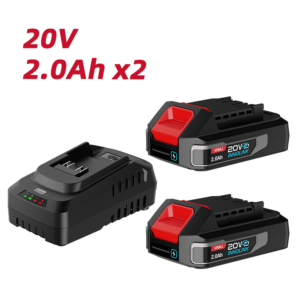 Комплект аккумуляторных батарей и зарядного устройства Deli RS EDE-CM20A2E, 2 АКБ, 2 А/ч, З/У 2А - 2