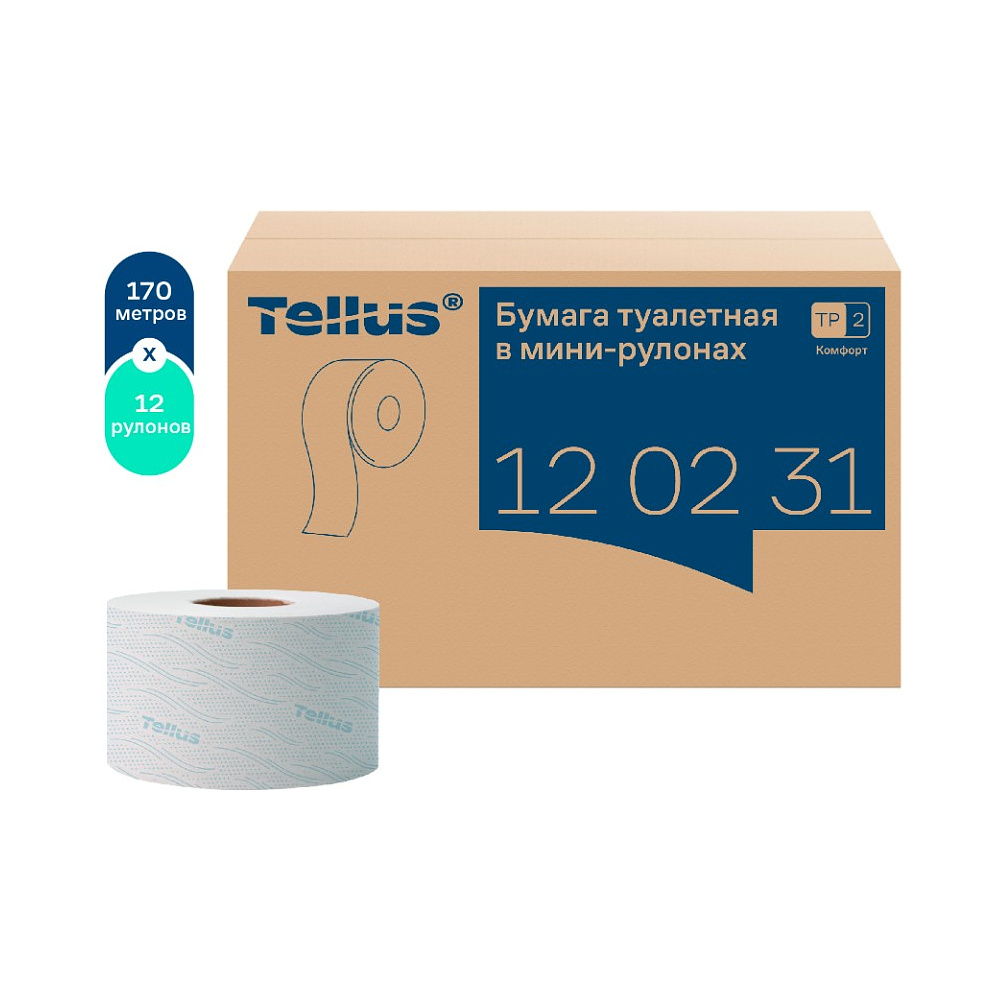 Бумага туалетная Tellus Комфорт T2, в мини-рулонах, 170 м, 2 слоя - 2