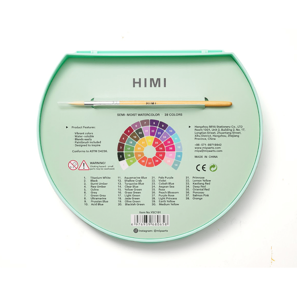 Краски акварельные "Himi", набор, 38 цветов, зелёный футляр - 5