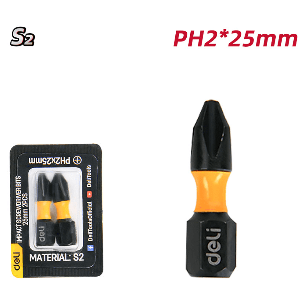 Бита Deli YS EDL251002Z, ударная, 2 шт., PH2 x 25 мм - 5