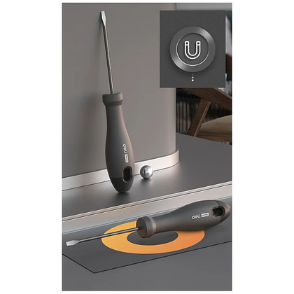Отвертка Deli HS EHT1103, SL3х75 мм, Soft Touch, черный - 4