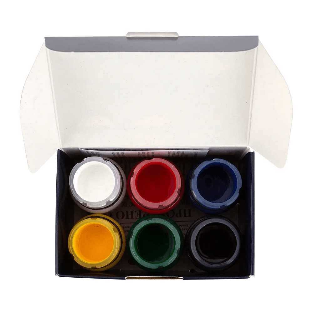 Краска акриловая по ткани "Декола", набор 6 цвет, 20 мл, банки - 6