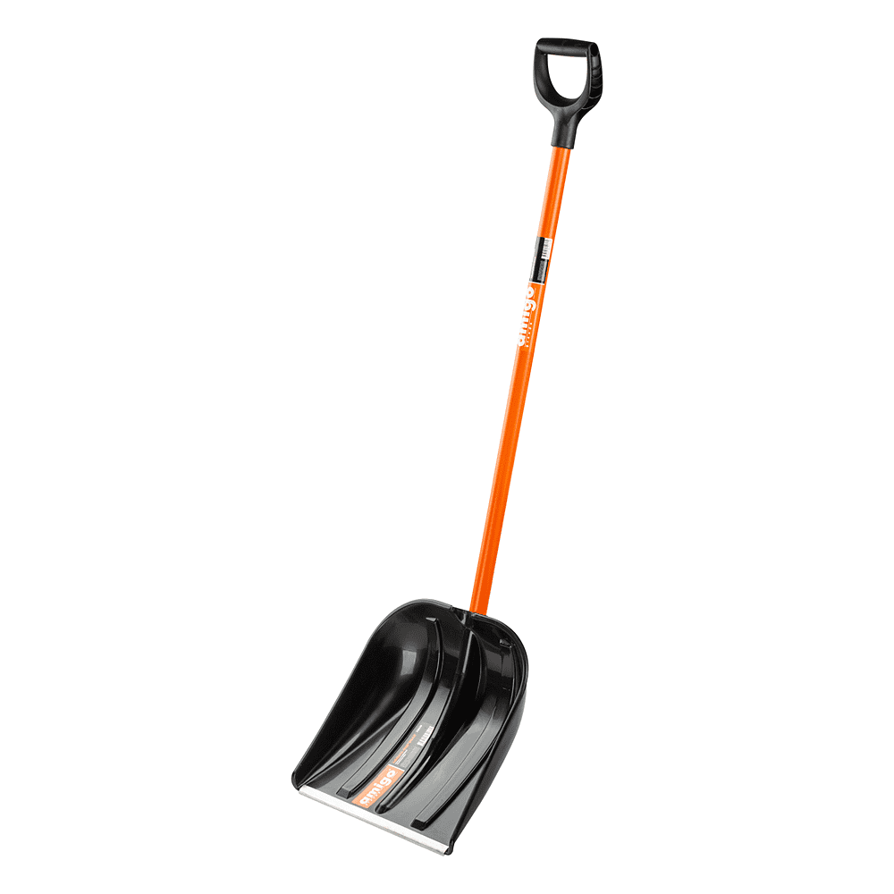 Лопата снеговая Amigo, 410x410, морозостойкий полипропилен, ребра жесткости, стальной черенок, D-образная рукоятка, черная