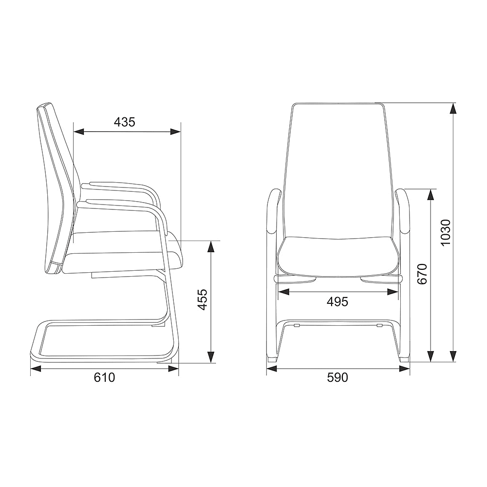 Кресло на полозьях Бюрократ "_JONS-LOW-V", натуральная кожа, серый, металл хром - 5