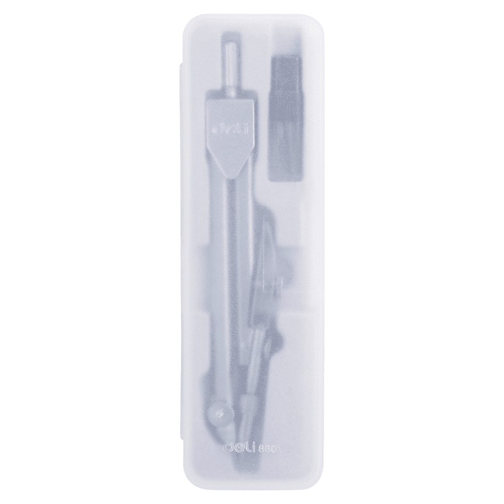 Циркуль "Deli E8601" + грифели, футляр, серебристый - 3